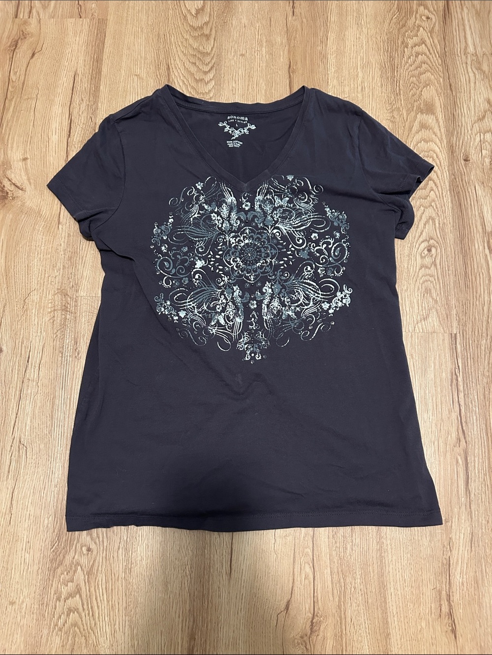 Women's Sonoma Large V-Neck Tee with Decorative Medallion Pattern